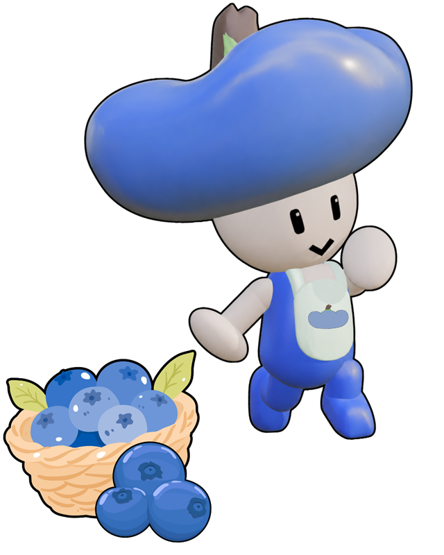 Bluebell, the blueberry farmhand from Fruitie's Farm